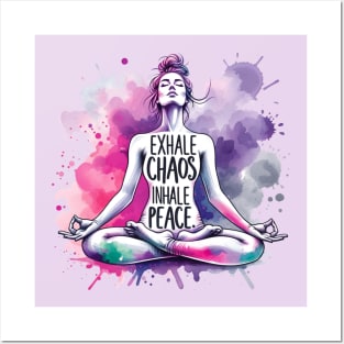 Yoga meditation, Inhale Exhale quote, yoga gift for Posters and Art